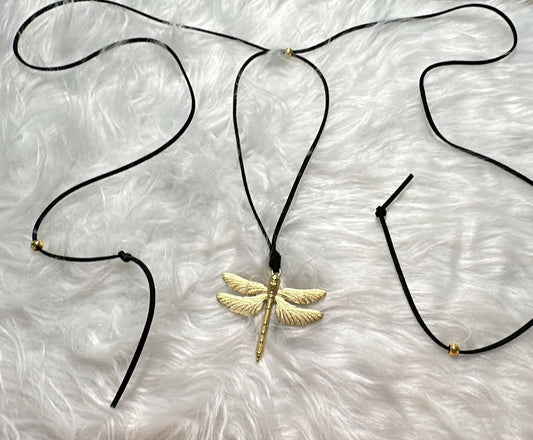 Dragonfly Suede Cord Necklace
