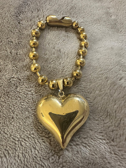 Ball Bracelet and Heart Pendant Color Gold